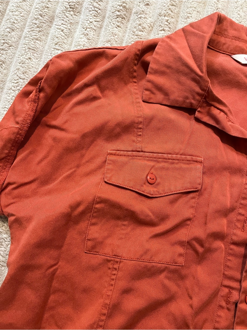 Rust Short-Sleeve Button Front Utility Blouse - Picture 3 of 10